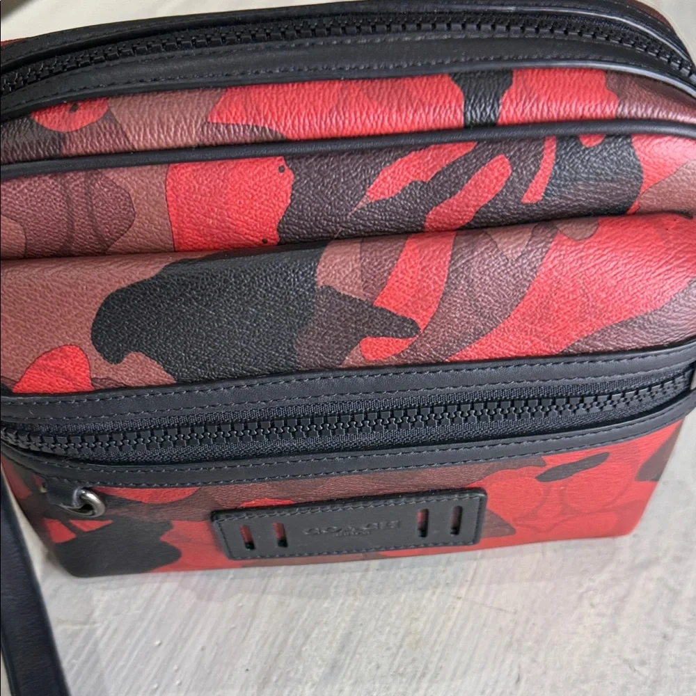 Coach Red and Black Camouflage Toiletry Bag